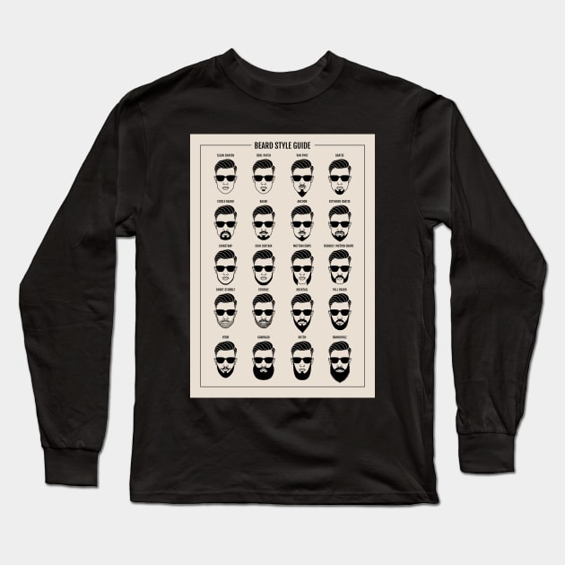 beard style guide poster Long Sleeve T-Shirt by beakraus